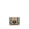 Burberry Compact Wallet With Leather Inserts In Check Pattern