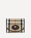 Burberry Compact Wallet With Leather Inserts In Check Pattern In Sand