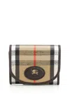 Burberry Compact Wallet With Leather Inserts In Check Pattern