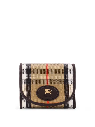 BURBERRY HIGHLANDS COMPACT WALLET WITH LEATHER INSERTS