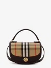 Burberry Highlands Crossbody Bag With Check Motif In Sand