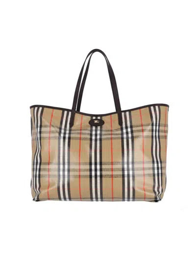 Burberry "highlands" Large Tote Bag Beige In Neutral