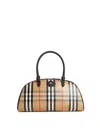 Burberry Highland Beige Handbag With Ekd Patch On The Front And All-over Check Motif In Cotton Blend Woman In Sand