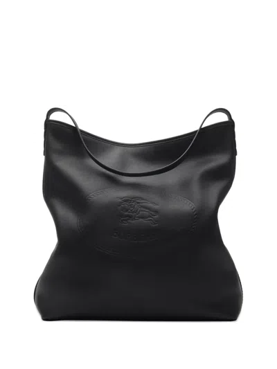 Burberry Highlands Logo-debossed Shoulder Bag In Black