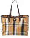 Burberry Womens Highlands Medium Cotton-blend Tote Bag Sand In Brown