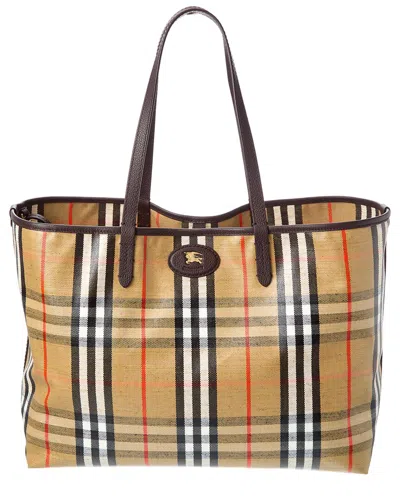 Burberry Highlands Medium Coated Canvas Tote In Brown