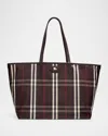 Burberry Highlands Medium Coated Check Tote Bag In Brown