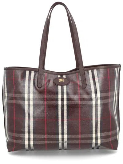 Burberry Womens Mahogany Medium Highlands Cotton-blend Tote Bag In Multi