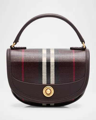 Burberry Highlands Mini Check Crossbody Bag In Brown