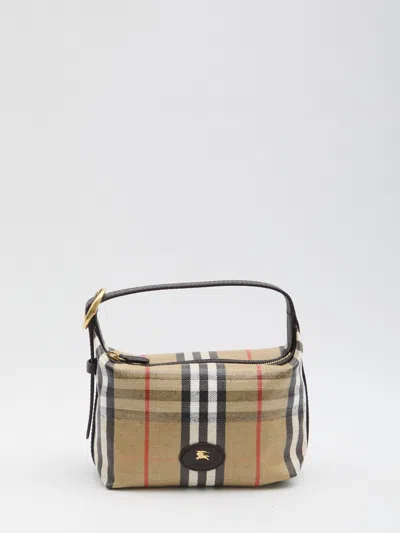 Burberry Women Coated Canvas Handbag With Check Pattern In Multi