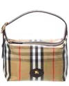 Burberry Women Coated Canvas Handbag With Check Pattern In Brown