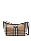 Burberry Womens Sand Mini Highlands Waxed-cotton Baguette Shoulder Bag