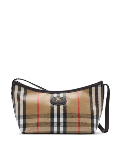 Burberry Highlands Mini Shoulder Bag In Check Pattern In Brown
