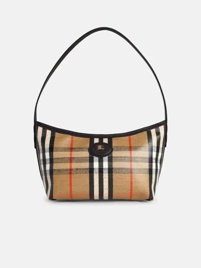 Burberry 'highlands' Mini Shoulder Bag In Sand Cotton Blend In Beige