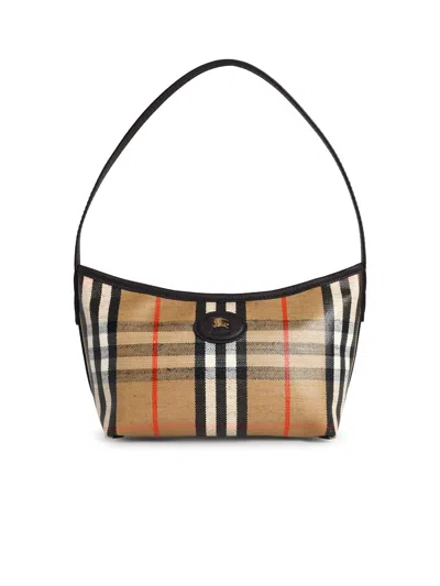 Burberry 'highlands' Mini Shoulder Bag In Sand Cotton Blend Women In White