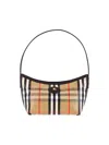 Burberry Womens Sand Mini Highlands Waxed-cotton Baguette Shoulder Bag In Brown