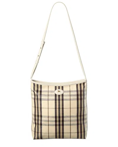 Burberry Highlands Small Check Canvas & Leather Tote In Neutral