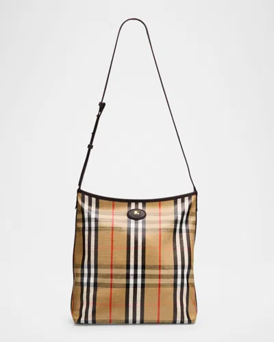 BURBERRY HIGHLANDS SMALL COATED CHECK SHOULDER BAG