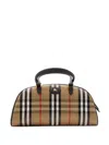 Burberry Highland Beige Handbag With Ekd Patch On The Front And All-over Check Motif In Cotton Blend Woman In Neutral