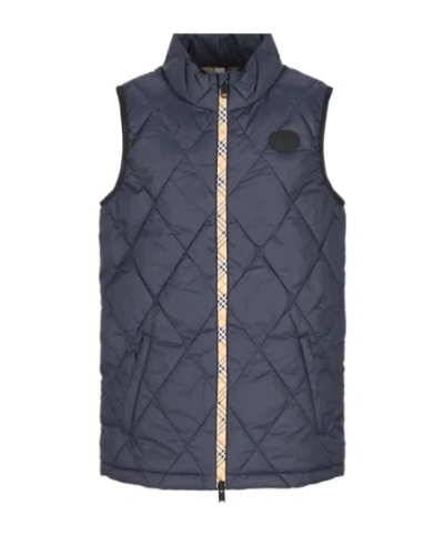 Burberry High-neck Vest In Blue