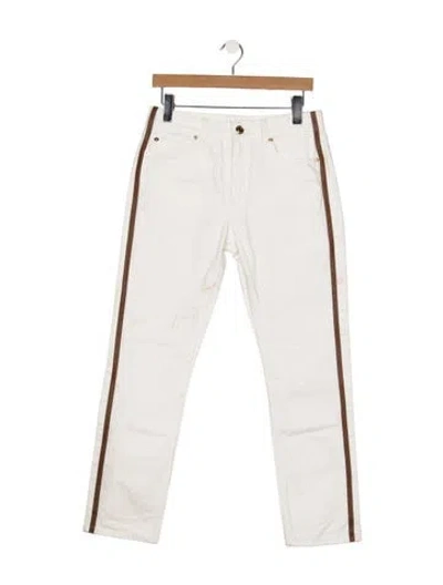 Pre-owned Burberry High-rise Straight Leg Jeans In White