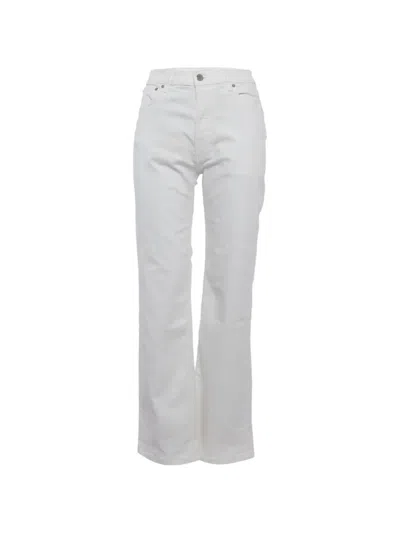 Pre-owned Burberry High-rise Straight-leg Jeans In White