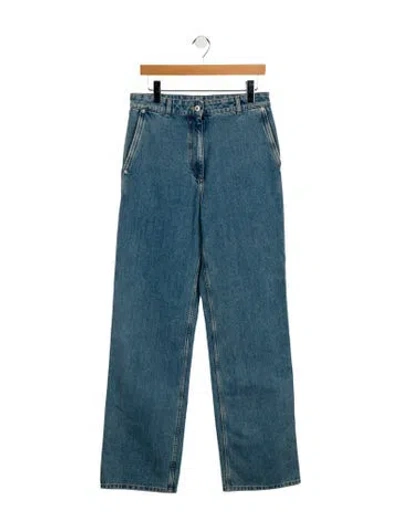 Pre-owned Burberry High-rise Wide Leg Jeans In Blue