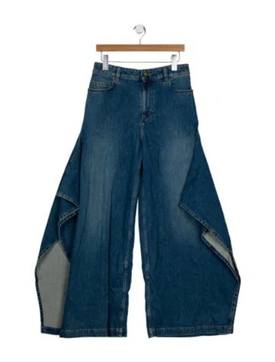 Pre-owned Burberry High-rise Wide Leg Jeans In Blue