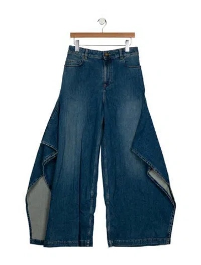 Pre-owned Burberry High-rise Wide Leg Jeans In Blue
