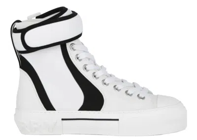 Pre-owned Burberry Hightop Logo Sneaker (women's) Sneakers In White/black In Multi