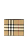 Burberry Check Pattern Hipfold Wallet With Smooth Leather Interior In Brown