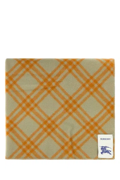 Burberry Geometric Wool Blanket In Orange