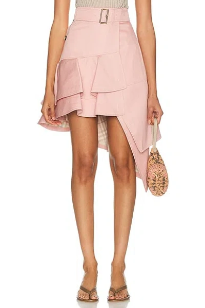 Burberry Hollie Skirt Asymmetric Hem Belted Waist In Animal Print