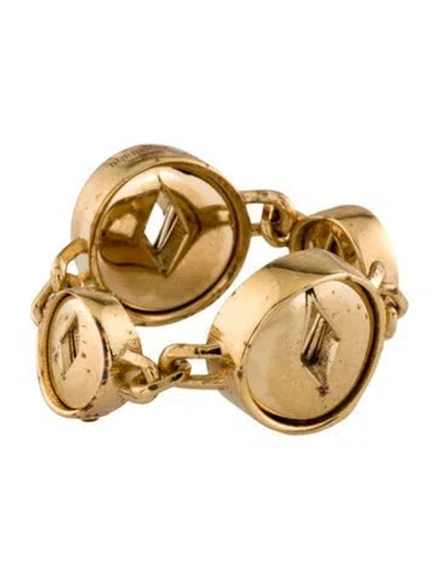 Pre-owned Burberry Hollow Medallion Band Ring In Multi