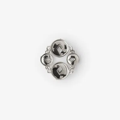 Burberry Hollow Medallion Ring In Silver