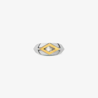 Burberry Silver And Gold-plated Hollow Ring In Silver/gold