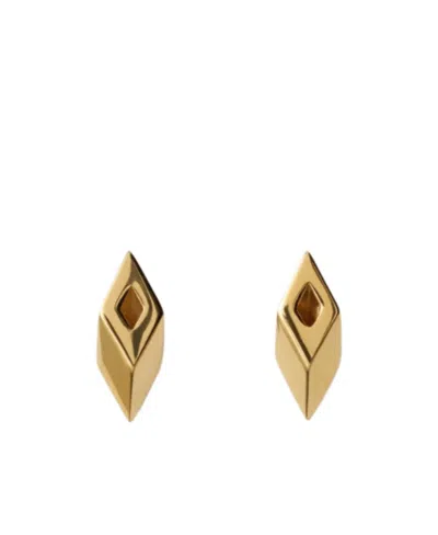 Burberry Hollow Silver Stud Earrings In Gold