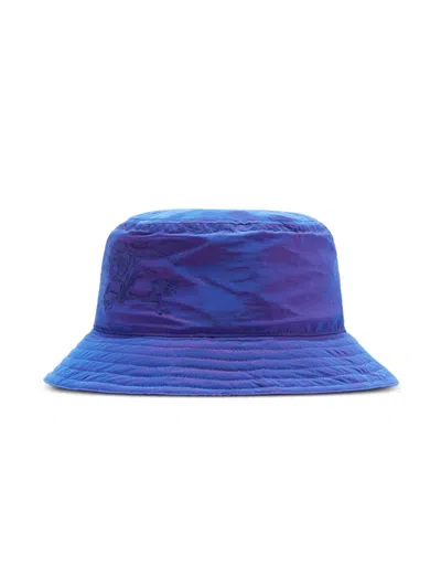 Pre-owned Burberry Holographic Taffeta Bucket Hat In Electric Purple