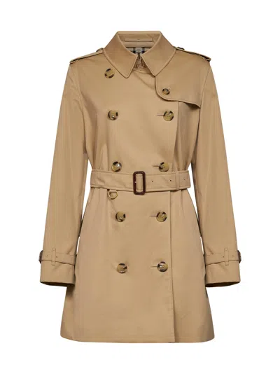 Burberry Women Honey Beige Mid-length Kensington Heritage Trench Coat In Neutral