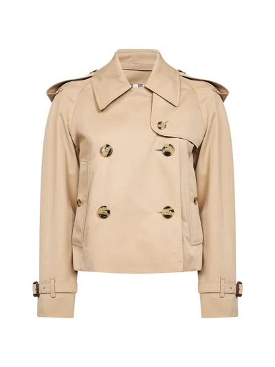 BURBERRY HONEY GABARDINE CROPPED TRENCH JACKET