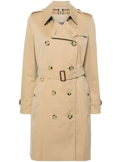 Burberry Honey Gabardine Kensington Coat For Women In Brown