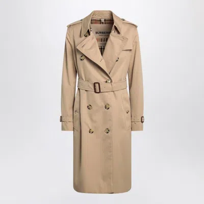 Burberry Honey Kensington Heritage Long Trench Coat Women In Cream