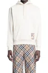 Burberry Check Label Hoodie In Beige