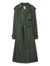 Burberry Hooded Belted Nylon Trench Coat In Green