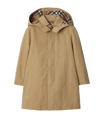 Burberry Kids' Hooded Car Coat In Brown
