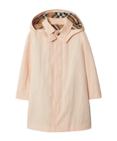 Burberry Kids' Hooded Car Coat In Nude
