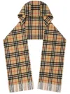 Burberry Giant Check Cashmere Hooded Scarf In Neutrals