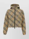 Burberry Hooded Check Pattern Jacket With Elasticated Cuffs