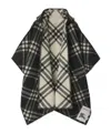 Burberry Wool Reversible Check Cape In Black