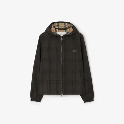 Burberry Hooded Checked Gilet In Brown